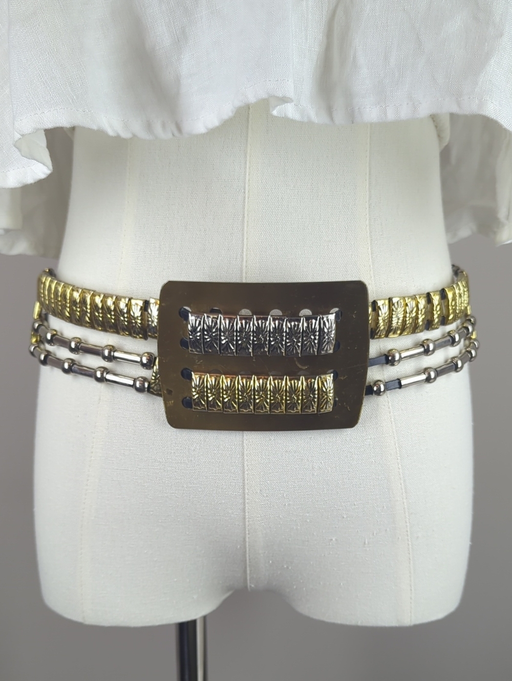 Vintage Metallic Two-Tone Chain Waist Belt - Picture 2 of 9